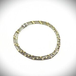 DAVID YURMAN Sterling Silver 18K Gold & Pearls Cable Multistrand Collar Necklace
